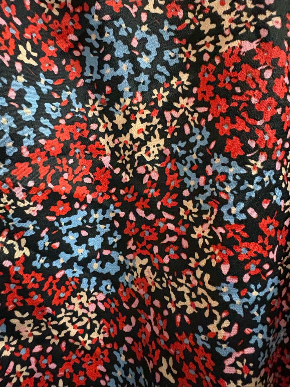 Topshop Red Multi Floral V-Neck Button-Front Peplum Blouse - Picture 6 of 6